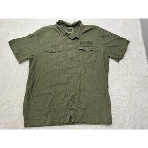 Blizzard World Warcraft Azeroth Button Down Military Shirt 2XL WOW Green